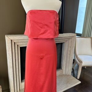Halston Heritage Strapless Red Dress